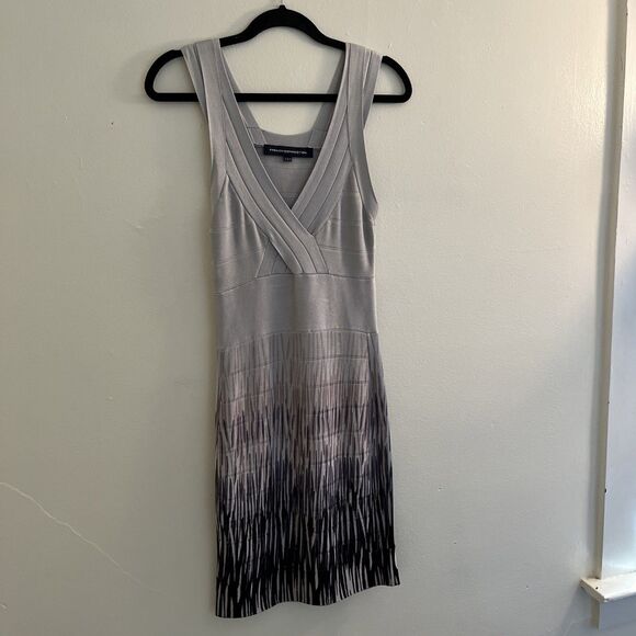 FRENCH CONNECTION Futuristic Knit Fitted Bodycon Bandage Dress, Silver- Size 6 - Picture 5 of 10